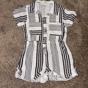 Jessica Simpson Black and White Striped Romper
